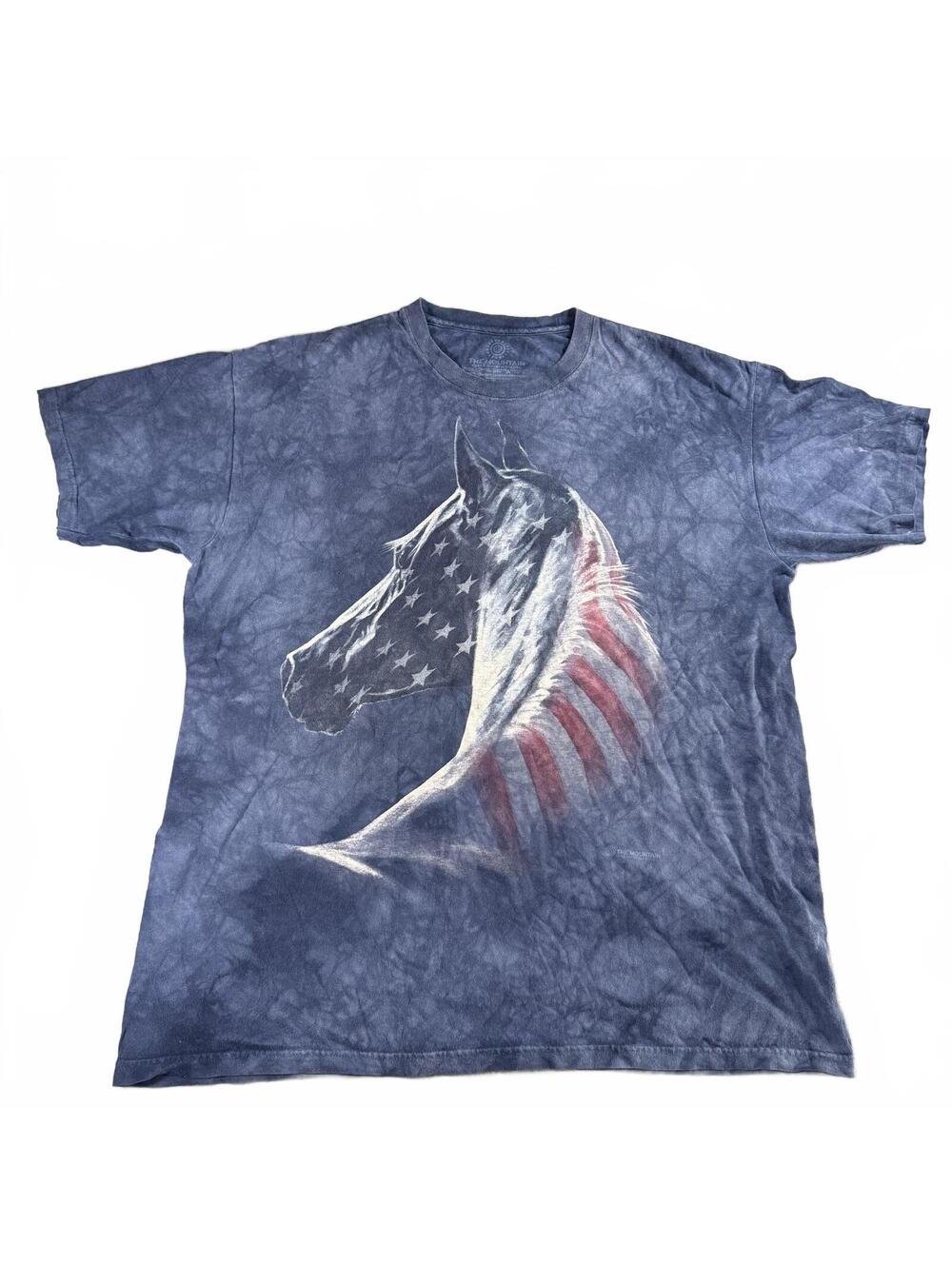Vintage The Mountain Men's XL Patriotic American Flag Horse Tie Dye T-Shirt